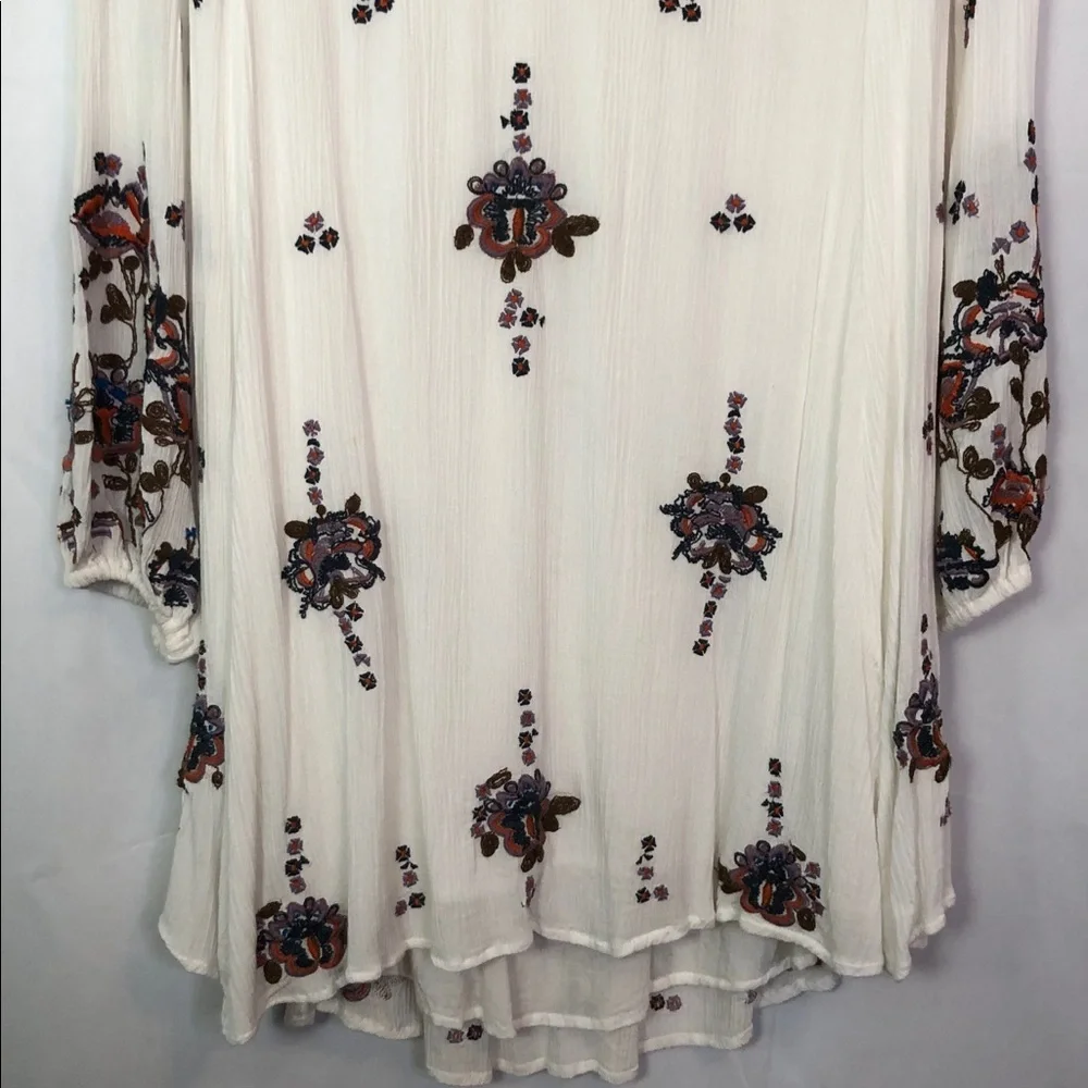 Free People Embroidered Oxford Swing Cut Out Mini Dress Size L - Picture 6 of 11